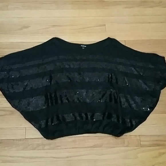 Black sequin bebe top