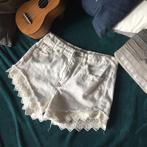 Free People Lace Denim Short