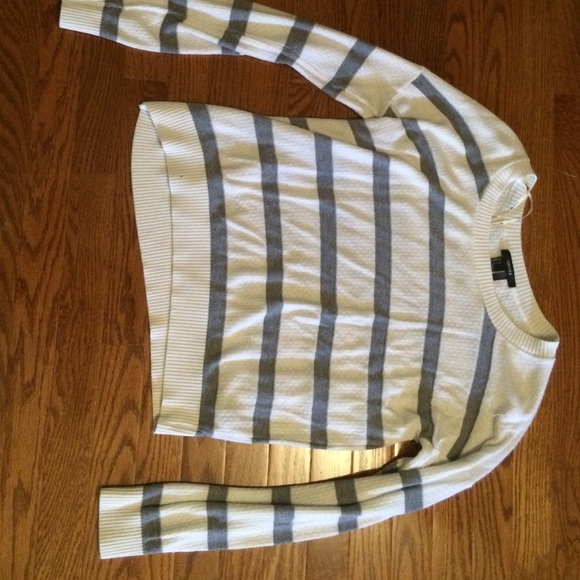 Gray and White soft striped sweater