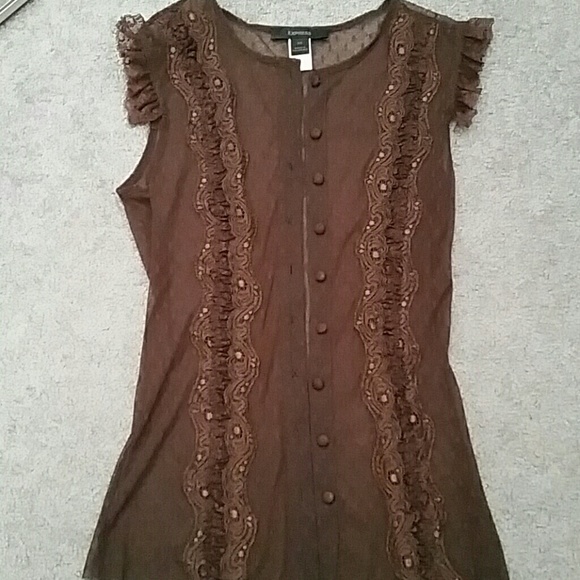 Shear Brown Sleeveless Top