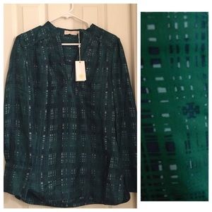 Tory Burch new forest green blouse