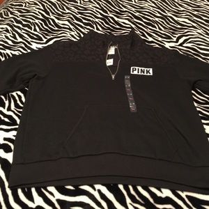 Pink boyfriend black &leopard half zip