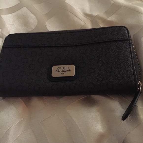 Guess black and grey zip wallet