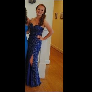 Blue beaded prom dress