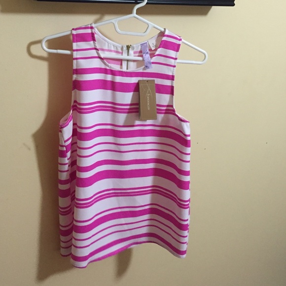 Brand new hot pink & white top