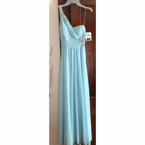 Sequin hearts blue prom dress