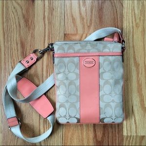 COACH SIGNATURE PEACH CROSSBODY BAG