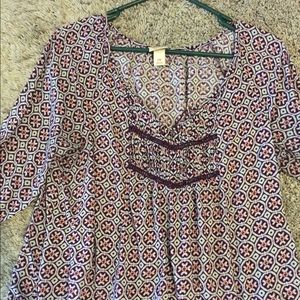 Floral violet purple shirt.