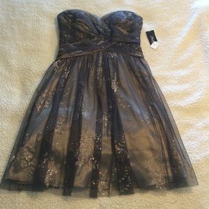 Champagne & Grey Sparkle Prom/Homecoming Dress