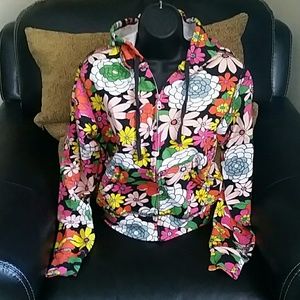 Pretty bright color floral design zip up hoodie 💓