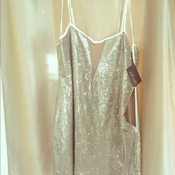 Gold/White Sequin Cocktail Dress
