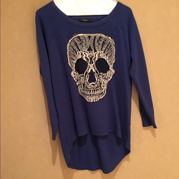 Blue skull knit sweater
