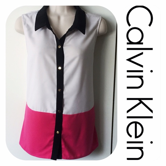 CALVIN KLEIN Chic Color Block Sleeveless Top