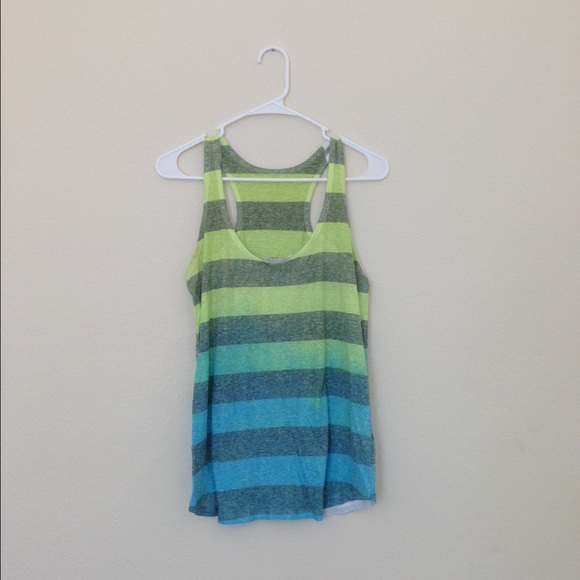 Ombré Yellow to Blue Dip Dye Racerback Tank