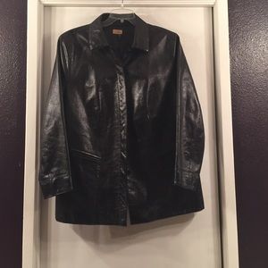 Black leather coat
