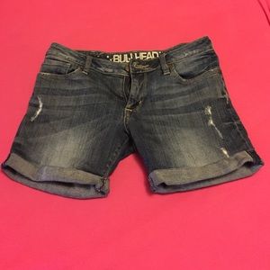 Distressed jean shorts