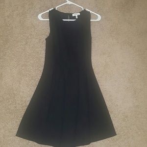 Black fit and flare pleated dress