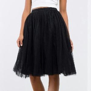 Black tulle midi skirt