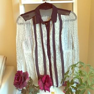 Black/white Proenza Schouler chiffon blouse