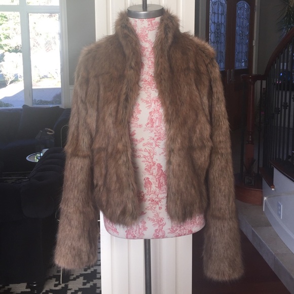 Brown Abercrombie fur jacket coat