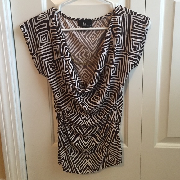 Brown and white dress top.