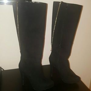 Aldo knee high black platform boots