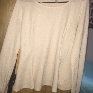 Damask Print Long Sleeved Peplum Top