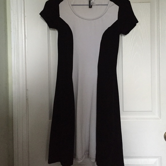 Black and white color block dress