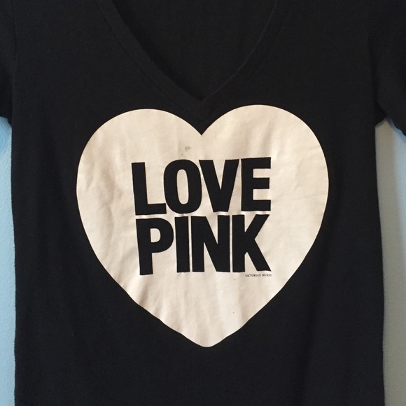SOLD! VNeck Victoria Secret Love Pink T-Shirt XS - Picture 2 of 3