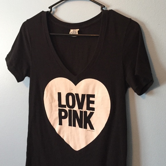 SOLD! VNeck Victoria Secret Love Pink T-Shirt XS - Picture 3 of 3