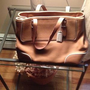 Tan coach bag gently used