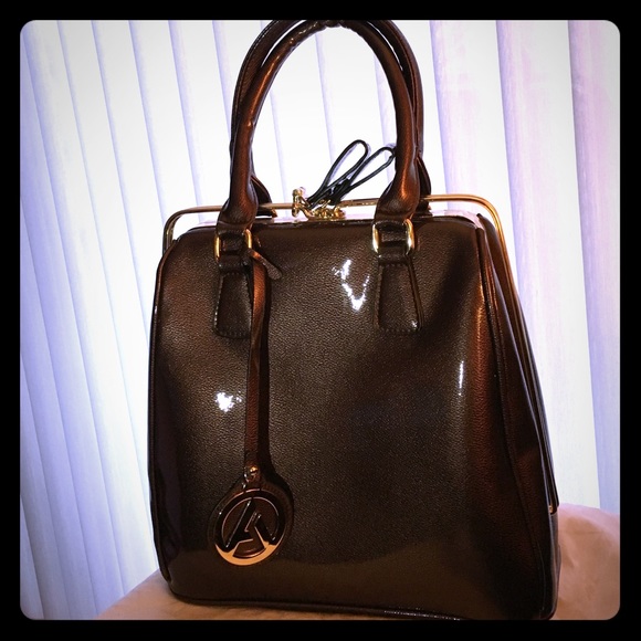 Chocolate color bag with gold hardware