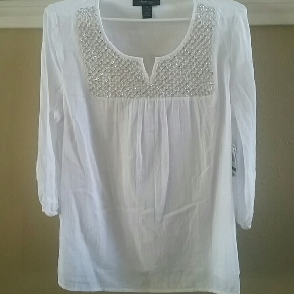 New w/tags Style and Co Cotton Embellished Top, PL