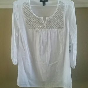 New w/tags Style and Co Cotton Embellished Top, PL
