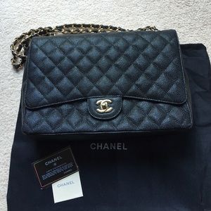 Black Caviar With Gold Hardware (Chanel Maxi)