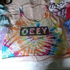 Obey Tie-dyed tank top LARGE