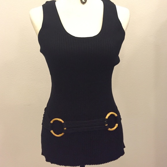 Tracy M. Cotton Spandex Ribbed Knit Tank wood