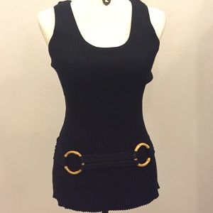 Tracy M. Cotton Spandex Ribbed Knit Tank wood