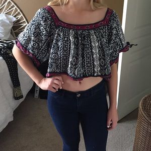 Boho bell sleeve crop top