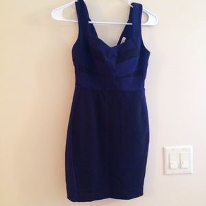 Blue and black body con mini dress