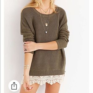 Pins and Needles Lace-Trim Sweater