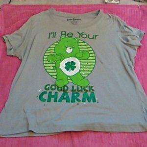 T-shirt gray and green with care bear