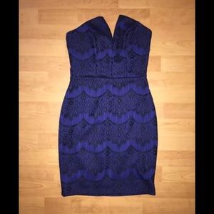 Blue and black lace dress