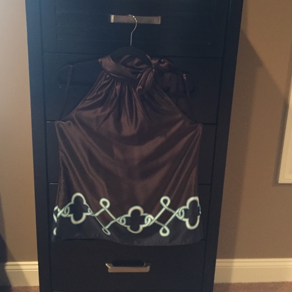 Banana Republic silky tie neck halter top, medium.