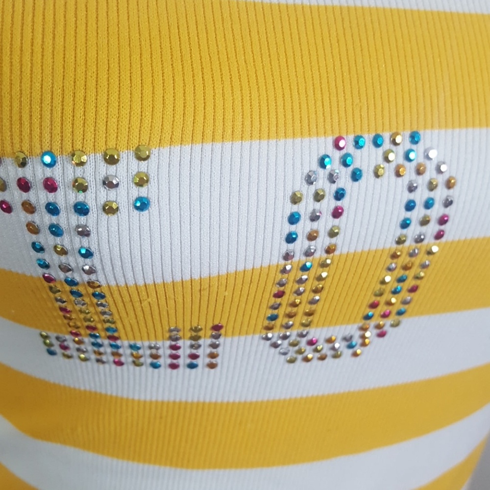 Active Basic Striped Yellow Racerback Top. M/L - Picture 4 of 6