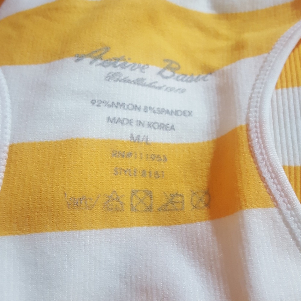 Active Basic Striped Yellow Racerback Top. M/L - Picture 6 of 6