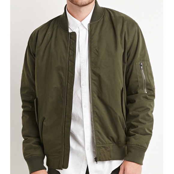 Olive Padded Bomber Jacket