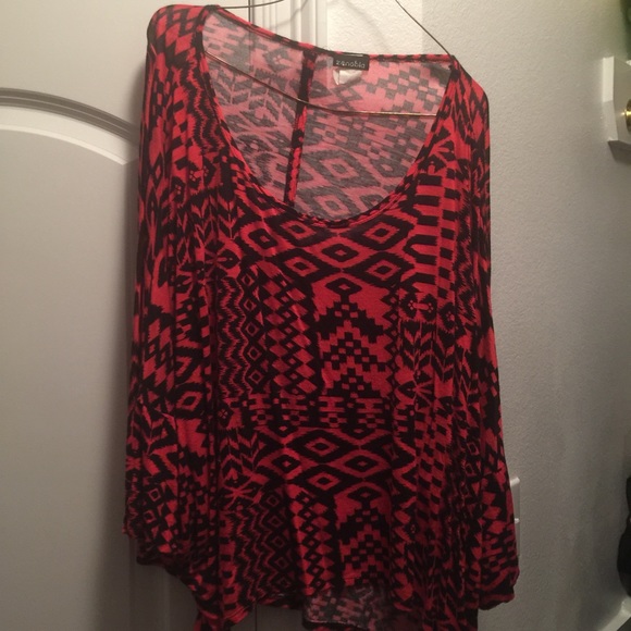 Red and Black Aztec Top