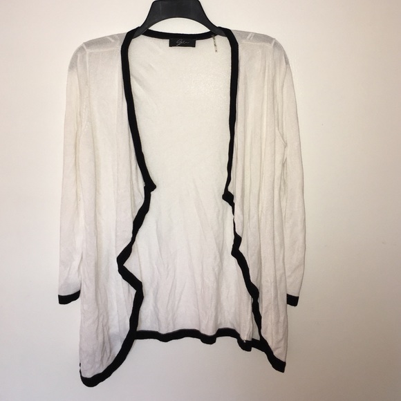 White Cardigan with Black Trim 💋