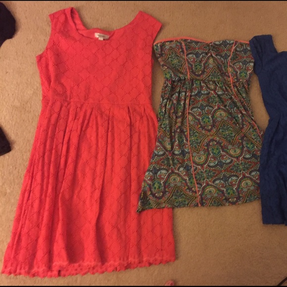 Coral eyelet lace dress